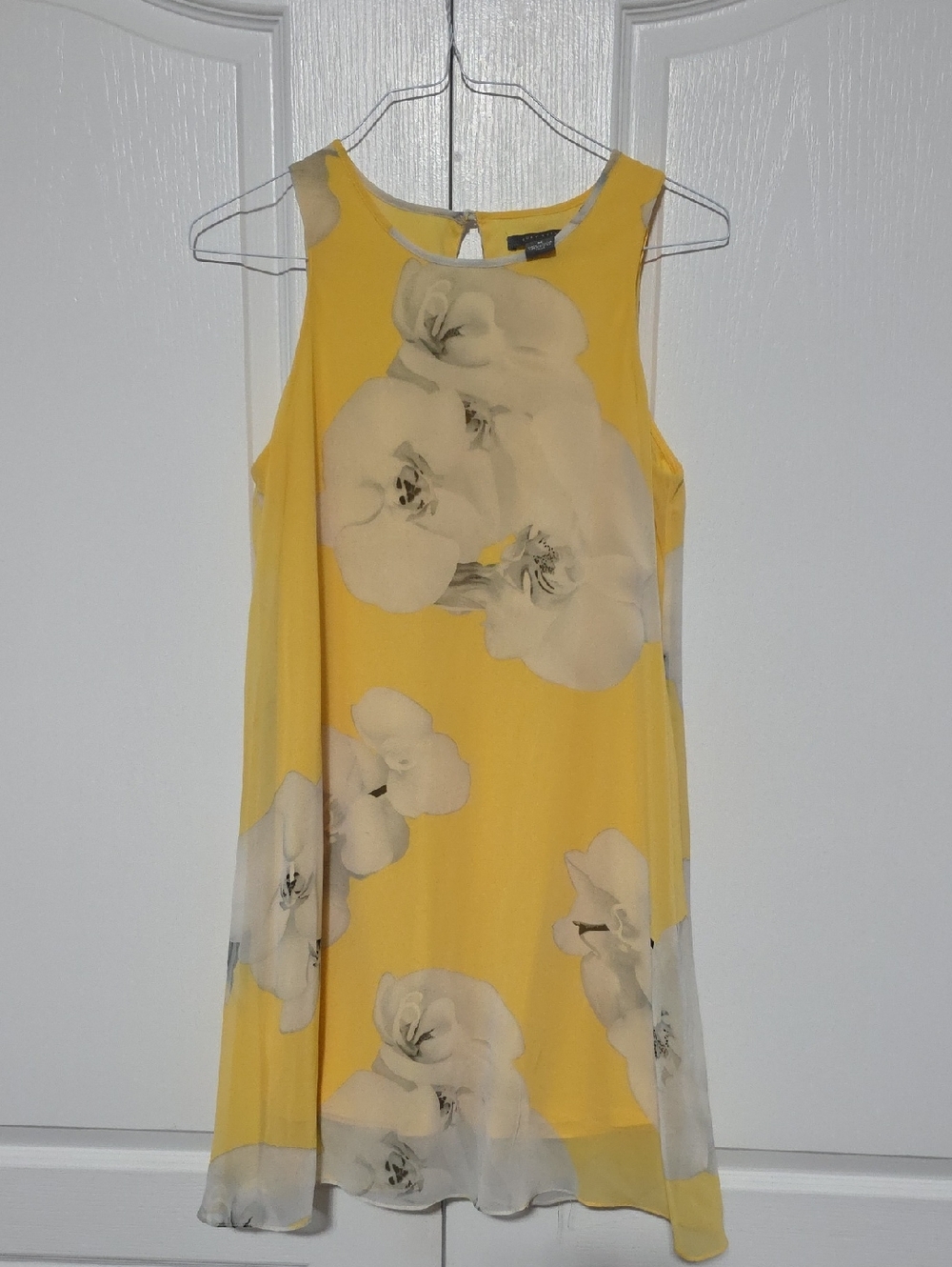 Suzy Shier Yellow Floral Sleeveless A-Line Dress